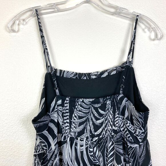 Banana Republic Women’s Maxi Dress Size S Black White Tropical Tiered High Waist - Picture 3 of 6